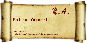 Maller Arnold névjegykártya